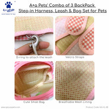 A+a Pets' Combo of 3-in-1 Backpack, Harness & Leash Set - Checks Design, Powder Yellow
