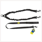 3in1 Multi Purpose Bungee Leash to walk 2 Dogs-Black