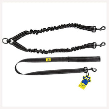 3in1 Multi Purpose Bungee Leash to walk 2 Dogs-Black