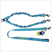 3in1 Multi Purpose Bungee Leash to walk 2 Dogs- Blue