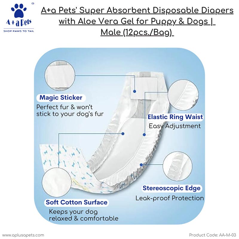 A Plus A Pets' Disposable Dog Diapers For Male Dogs (12 Pcs) –