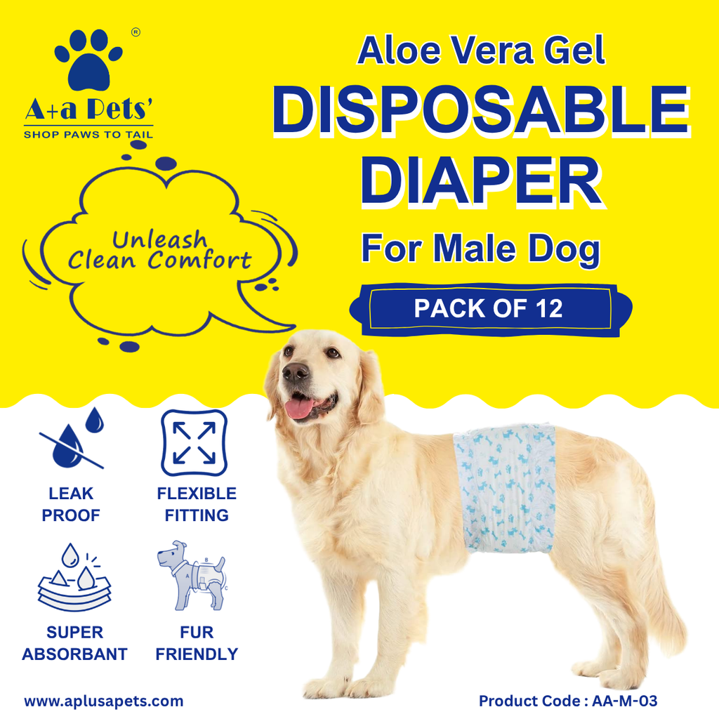 A+a Pets' Disposable Leak Proof Diapers For Male Dogs - Pack of 12