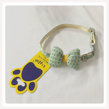 A+a Pets' Bow Design Soft Handmade Adjustable Cat Collar - Green