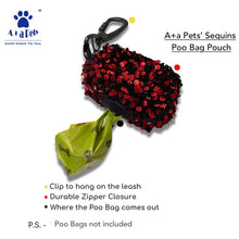 A+a Pets' Sequins Set of 5- Harness, Leash, Collar, Bow & Poo Bag Pouch- Red