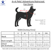 dog raincoat size chart