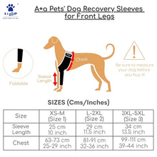 dog recovery sleeves for front leg size chart