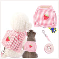 backpack harness and leash for cats and dogs in pink checks