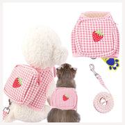 backpack harness and leash for cats and dogs in pink checks