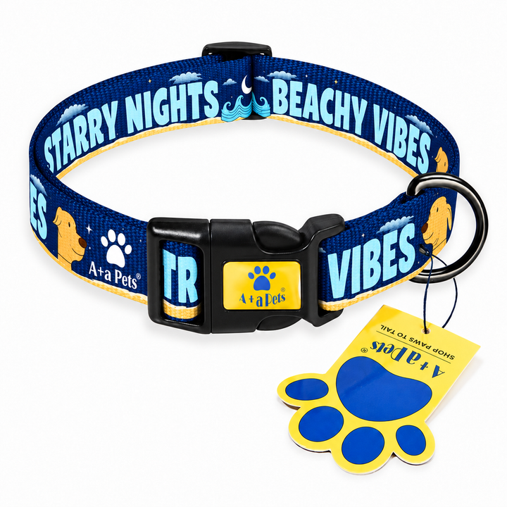 Beachy Vibes collar centered on white background
