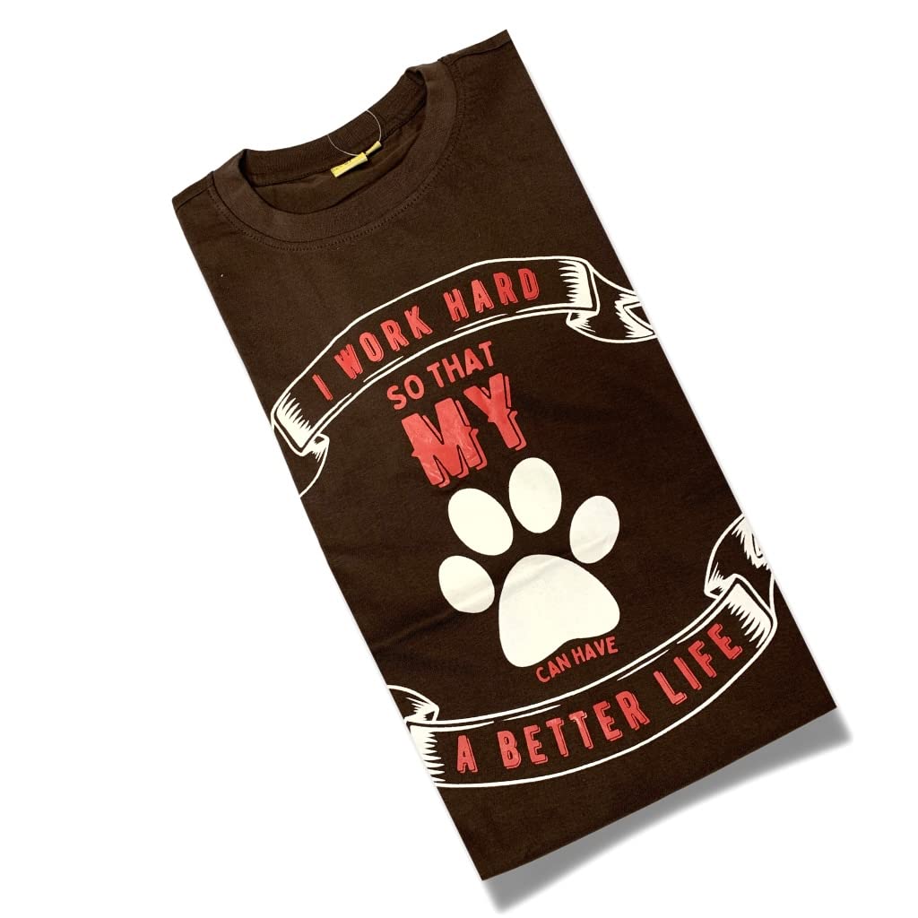 A+a Pets' Graphic Printed(WH) T-Shirt Unisex | for Dog Cat Lovers | Casual Half Sleeve Round Neck T-Shirt | 100% Cotton