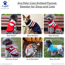 A+a Pets' Cozy Knitted Flannel Sweater - Giraffe Blue