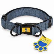 Gray heavy duty padded collar for dogs, on white background