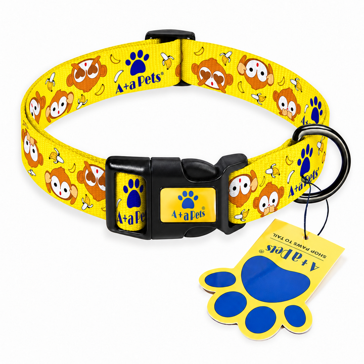 Monkey Banana' Collar for Dogs & Cats centered on white background