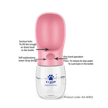 A+a Pets' Travel Water Bottle With No Leak Technology(350ml) - Pink