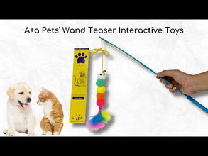 A+a Pets' Cat Wand Teaser Interactive Toy with Retractable Ball Feather Play - Orange