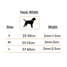 Dog Collar Size Chart