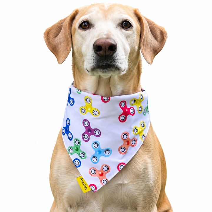 Dog wearing Fitbit Collection scarf collar, White design