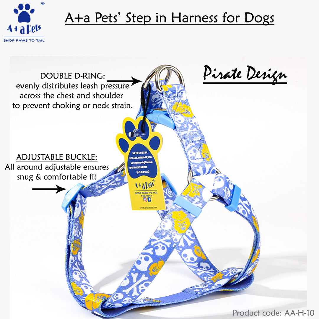 A+A Pets' Harness+Collar+Leash Set In Pirate Design