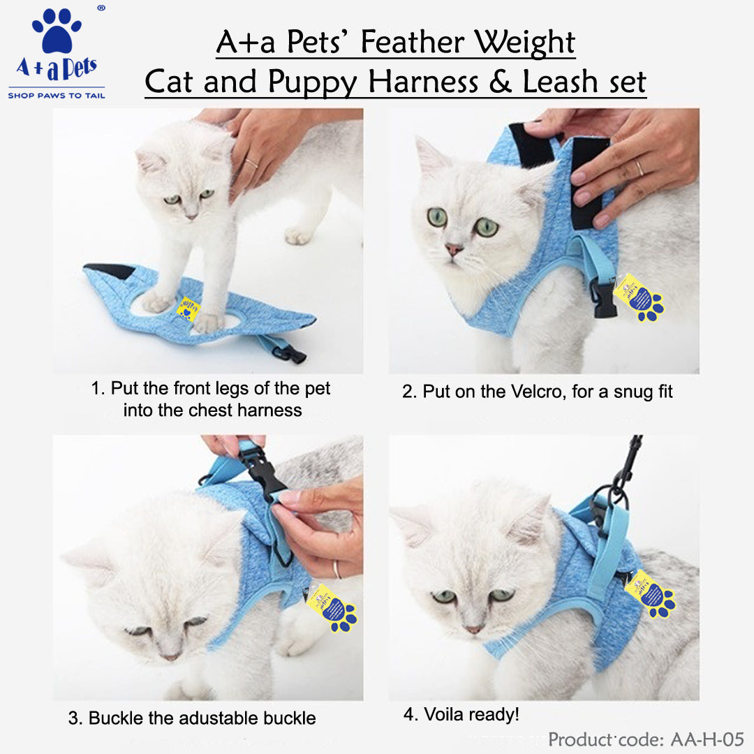 A+a Pets' Feather Weight' Cat and Puppy Harness & Leash Set