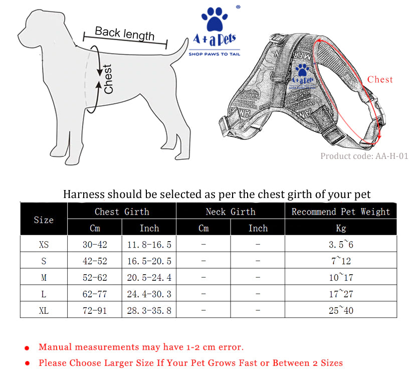 A+A Pets' Heavy Duty Padded, Reflective Stitches H Style Harness