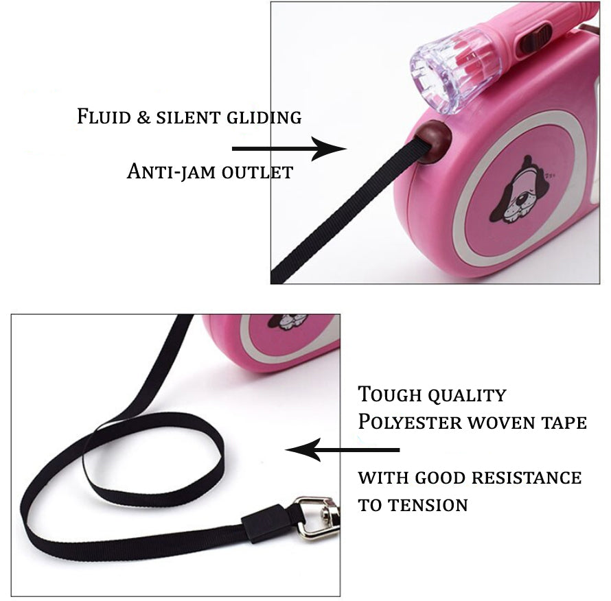 A+a Pets' Retractable Dog and Cat Leash with Torch light