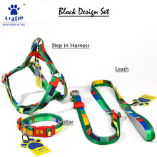 A+a Pets' Harness+Collar+Leash Set in Block Design