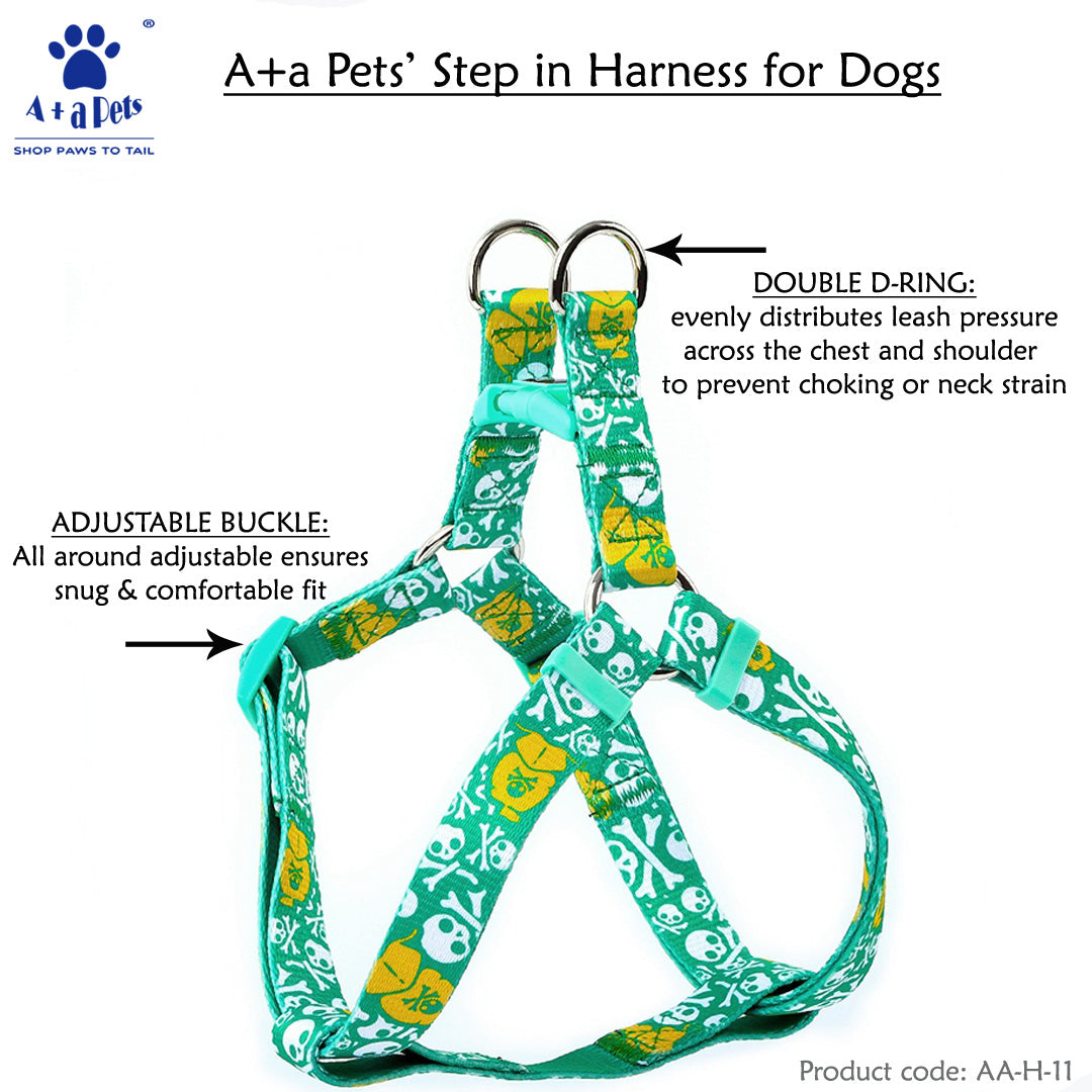 A+A Pets' Harness+Collar+Leash Set In Pirate Design